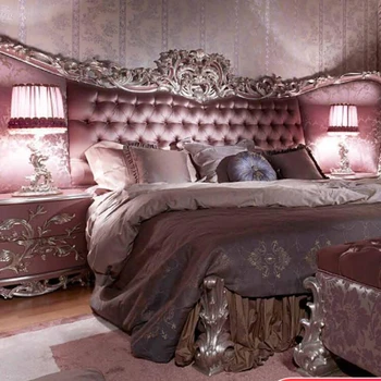 Мебели Европейско масивно дърво двойно легло луксозна тъкан сватбено легло Италианска спалня принцеса легло