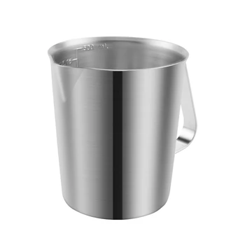 Мерителна чаша от неръждаема стомана с дръжка и изсипете устна, метална стомна 16OZ / 500ML, стомна