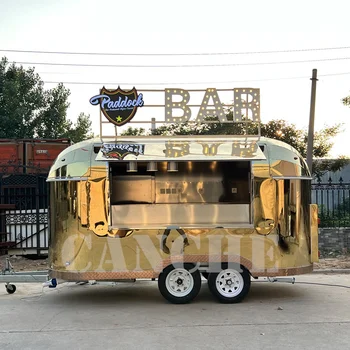  Персонализиран моден многофункционален мобилен млечен чай бира кафе бар ремарке, висококачествен камион за храна от неръждаема стомана