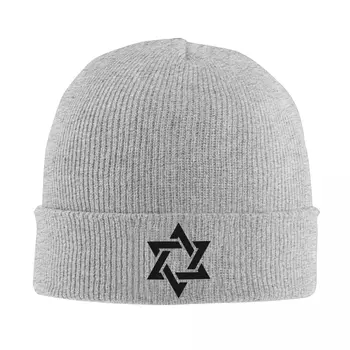 Печат на Соломон плетена шапка за жени мъже Beanie зимни шапки звезда на Давид Израел плетене на една кука пъпеш капачка