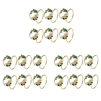 Пръстен за салфетки Златна перла Пръстени за салфетки Комплект от 18 метални държача за салфетки за декорация на маса за вечеря на сватбено тържество