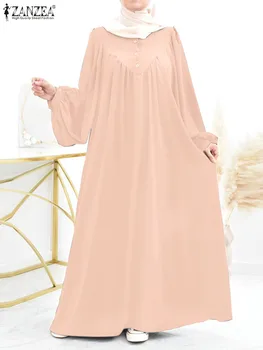 Рамадан Абаяс за жени Мюсюлманска хиджаб рокля дълъг ръкав Solid Maxi Sundress Oversize халат ZANZEA Турция Abaya Isamic облекло