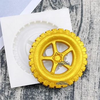 Рамка на колелото на гумата Кръгла силиконова форма за торта Sugarcraft Cupcake Форма за печене Инструменти за декориране на фондан