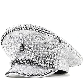 Смешна сватбена шапка за булка карнавална шапка с диамант и пайети Военна шапка за момиче НОВО
