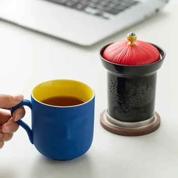 Творческа керамична чаша Цин династия чаша с дръжка реколта кунгфу комплект чай вода разделяне пивоварната чаша бизнес подаръци