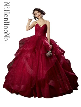 Тиранти Вино Червени Quinceanera рокли 2023 принцеса сладък топка рокля vestidos de 15 anos quinceanera