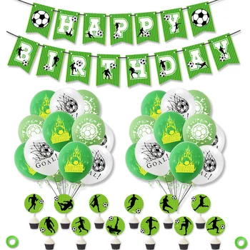 Футбол футбол тема Хелий Globos торта Topper банер гирлянди бебе душ деца рожден ден декорация футбол парти доставки