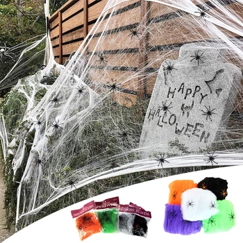 Хелоуин декорация паяк памучна нишка паяжина парти подпори обитаван от духове къща изкуствен паяк Начало Декора аксесоари
