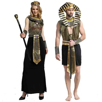 Хелоуин Древен Египет египетски фараон костюм за мъже крал Клеопатра кралица косплей карнавал парти средновековна двойка парти рокля
