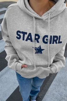 2023 Зимни американски улица случайни сива врана жените Y2k Harajuku реколта хлабав пуловер звезда момиче печат естетически суитчър