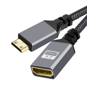 20CM 4K@60HZ Найлон плитка злато HD V2.0 MINI MICRO HDMI кабел мъжки към HDMI Fmale удължителен кабел за HDTV PS4 проектор