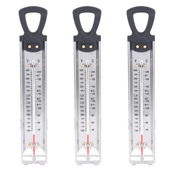 3X Candy/Jelly/Deep Fry термометър, неръждаема стомана, с приставка за щипка за гърне и бързо референтно температурно ръководство