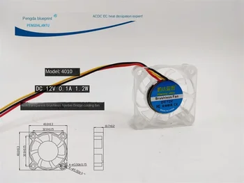  40 * 40 * 10MM 4010 прозрачен вентилатор 12V ням максимален въздушен поток скорост мост чипове шаси охлаждане вентилатор 4 см / см