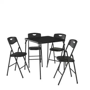 5 парче сгъваема маса и стол комплект стоманена рамка черна ултралека туризъм катерене пикник сгъваеми маси