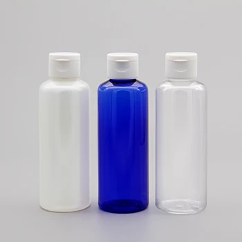 50pcs 150ml празна флип капачка за многократна употреба бутилка за течен лосион крем душ гел кръгли пластмасови бутилки бяла пътуване опаковка