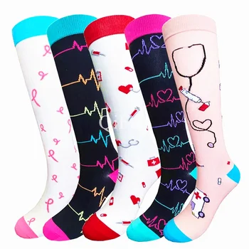 58 стилове компресия чорапи жени медицински сестрински чорапи 20-30mmHg оток диабет разширени вени тичане компресия чорапи