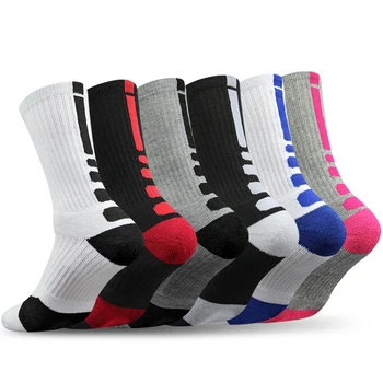 Cotton Men Спортни чорапи за възрастни Chaild Mid-Calf Баскетболни чорапи Дишаща мека абсорбира потта Сгъстяване на открито Чорапи за бягане