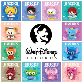 Disney Stitch LinaBell StellaLou Building Blocks Princess Cartoon Figrues Bricks Children's Assembly Toys Model Gift