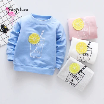 Fanfiluca марка памук момичета тениски за бебе момиче пролетта дълъг ръкав деца Choths блуза лимон стил тениски безплатна доставка