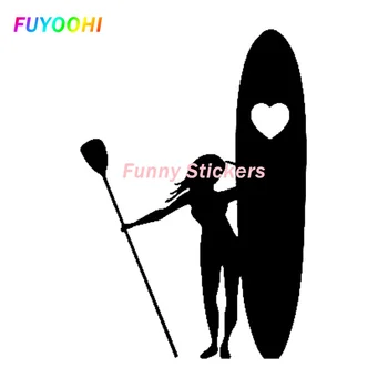 FUYOOHI Екстериор/Защита Смешни стикери Личност Творчество Момиче Stand Up Paddle Boarding Heart Love Слънцезащитни стикери