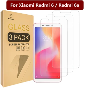 Mr.Shield [3-Pack] Проектиран за Xiaomi Redmi 6 / Redmi 6a [закалено стъкло] [Японско стъкло с твърдост 9H] Протектор за екран