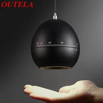 OUTELA Модерна черна висяща лампа LED регулируемо фокусно разстояние творчески дизайн нощно висяща светлина за домашна спалня