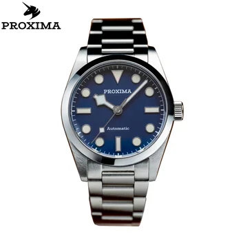 Proxima PX1704 Реколта 37mm Луксозни мъжки часовници Спортни часовници PT5000 Емайл Dial Автоматична механична 20Bar Relogio