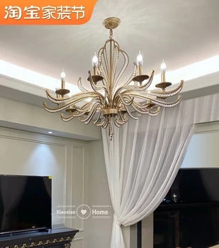 Американска лампа за полилей в хола Идеи за ресторант Френски стил персонализирано осветление ретро сребърна спалня