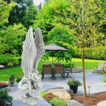 голям размер ангел изкупление статуя ангел фея крила смола занаяти скулптура ангел мемориал изкупление статуя дома декор