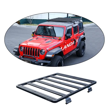 Гореща продажба база багаж тава алуминиева сплав железопътен покрив багажник кошница кола за Jeep Wrangler JK JL