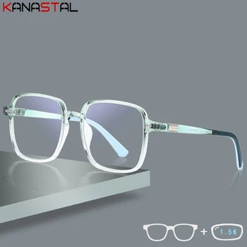 Дамски очила за четене Извънгабаритни оптически лещи с рецепта Късогледство Пресбиопични очила Синя светлина, блокираща рамката за очила TR90
