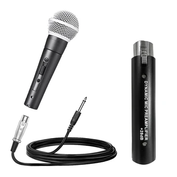За DM1 динамичен микрофон предусилвател + SM58SK микрофон 28DB печалба за динамична и пасивна лента микрофон метал 1 SET