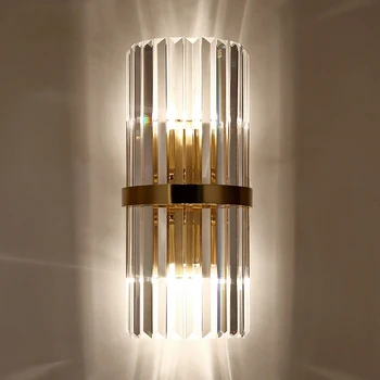 Кристална стенна лампа Луксозно фоново осветление в хола Скандинавско модерно просто стълбище коридор спалня легло подходящ
