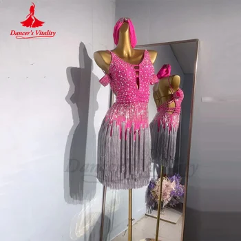 Латино танцова рокля Жени Персонализирани костюми от висок клас Румба Чача Танго Възрастни деца Латино Competiton рокли