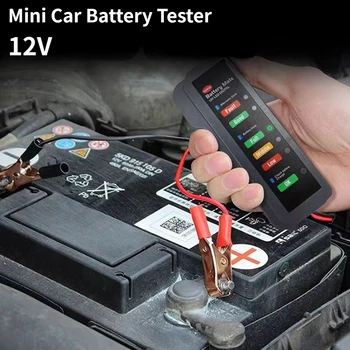 Мини 12V тестер за автомобилни батерии 6LED светлини Откриване на дисплей Цифров тестер за алтернатор Автоматичен тестер за батерии за автомобилен мотоциклет