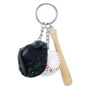 Мини бейзболни ключодържатели за бейзболно парти Благоприятства Комплект ръкавици за бейзболни прилепи Висулка Дървен ключ Ключодържател Раница Висулки Ключ за кола