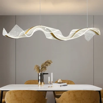 Модерни луксозни висящи светлини водна вълна LED таванни полилеи Nordic хол маса за хранене бар офис вътрешни висящи лампи