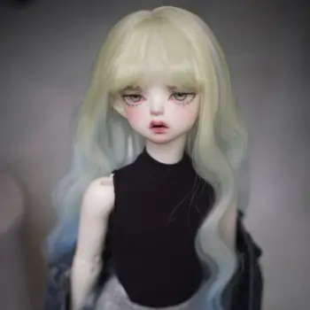 Модна кукла перука за 1/3 1/4 1/6 Bjd кукла градиент боядисване стил с бретон, дълга къдрава коса кукла аксесоари, момиче играчки подарък