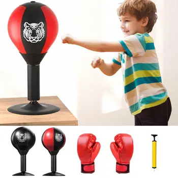 Настолна боксова круша Топка със смукателна чаша Бокс Упражняване на деца Инструмент за скорост Стрес топка Обучение за възрастни Бокс Забавна играчка