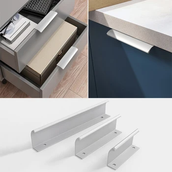 Нов скрит кабинет дръжки алуминиева сплав кухненска врата дръжки шкаф врата дърпа чекмедже копчета мебели дръжка хардуер