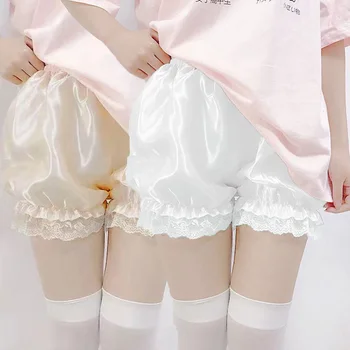 Нови къдри тиквени панталони дамски панталони за безопасност плътен цвят връхни дрехи фенер шорти дантела ръб долни гащи долни гащи