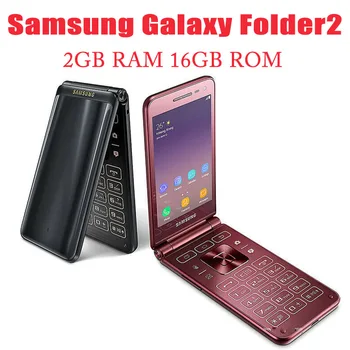 Отключена Samsung Galaxy Folder 2 G1650 Quad Core 2GB RAM 16GB ROM 8MP камера LTE Dual SIM Отключена Flip мобилен телефон смартфон