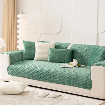 Прост зимен диван възглавница зима плътен цвят плюшена възглавница възглавница капак кърпа диван покритие против хлъзгане удебелен