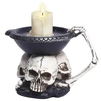 Скелет смола орнаменти смола скелет свещник Хелоуин смола череп свещник Хелоуин трапезария маса декор за